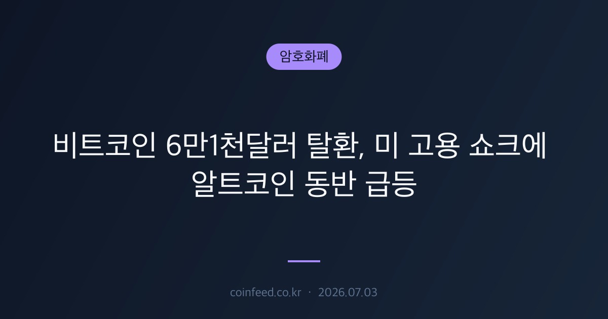 암호화폐 시장 브리핑