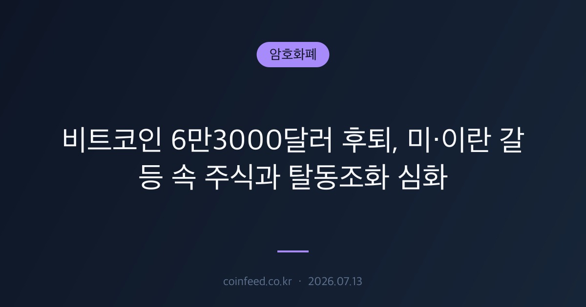 암호화폐 시장 브리핑