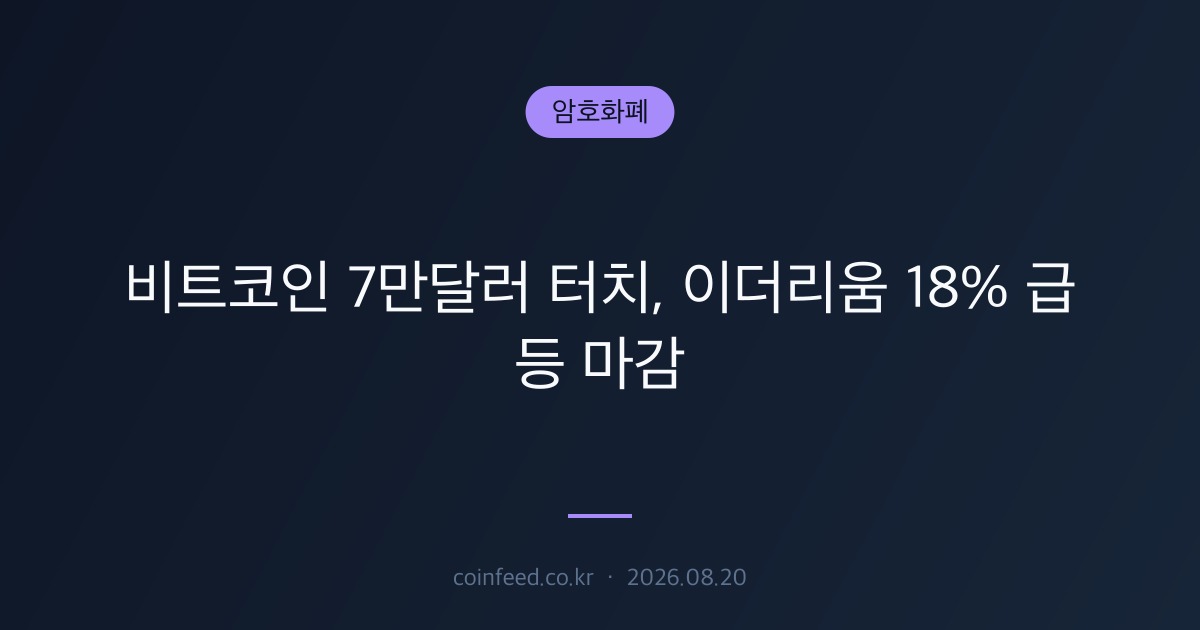 암호화폐 시장 브리핑