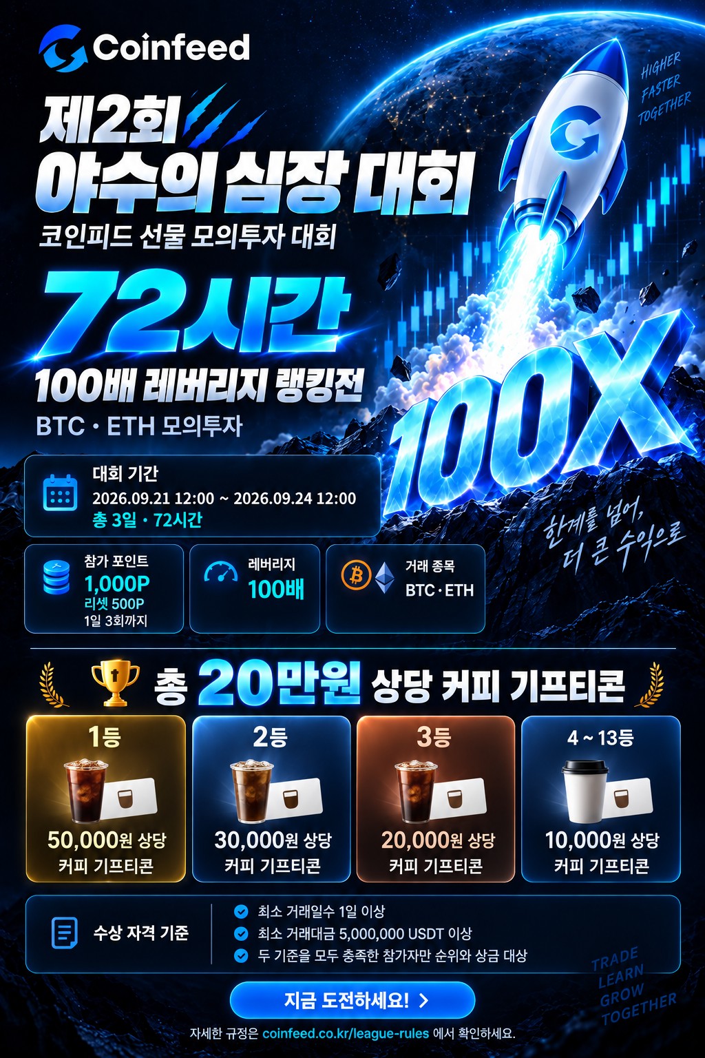 제2회 야수의 심장 대회 - 72시간 100배 레버리지 랭킹전 포스터