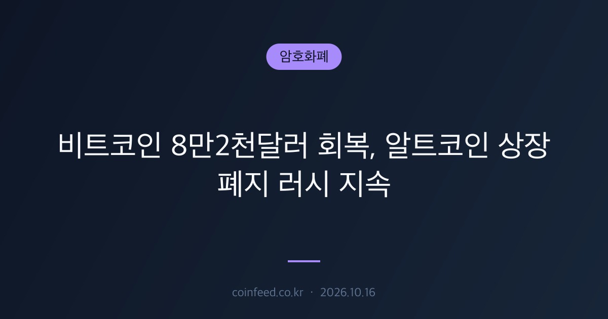 암호화폐 시장 브리핑